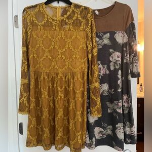 Two fall dresses, Xhilaration (M), Pinkblush (M).